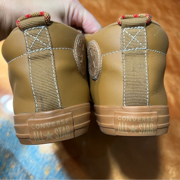 Converse All Stars Leather Brown Tan Sneakers Mid top size 5 - Picture 6 of 9